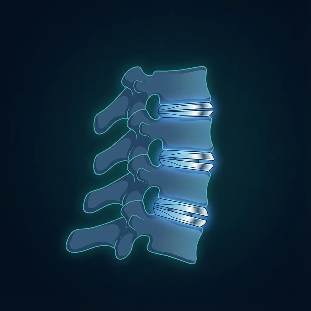 Multilevel cervical disc replacement illustration